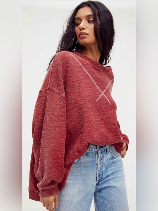 Free People Tops - We The Free by Free People “Come Again” 
Sweater/Sweatshirt in Sanguine Red